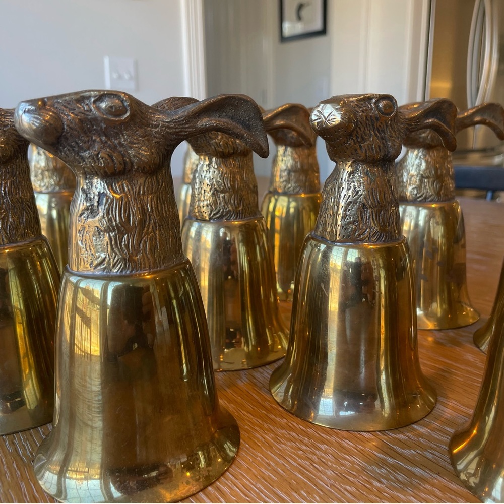 Solid Brass Stirrup cups eleven in total
